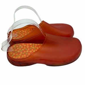 Made in Italy Orange Floral Gel Jelly Clogs Mules